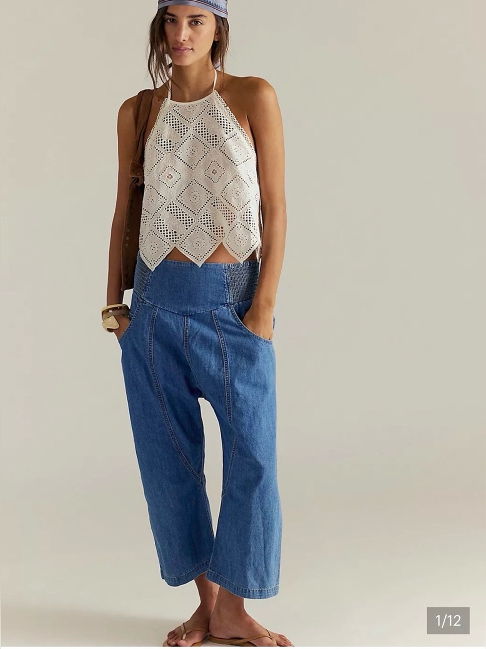 We The Free Denim Cropped Wide-Leg Pants